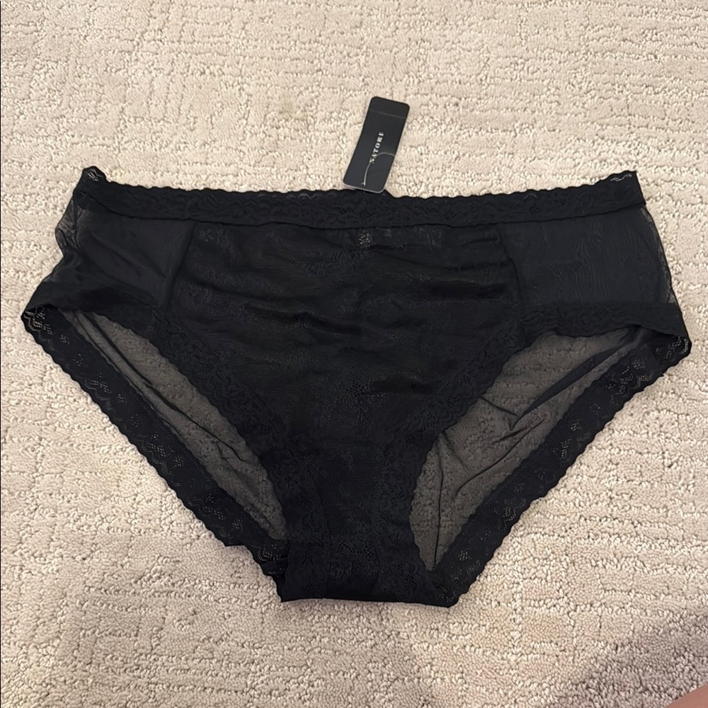 NWT size XL- Natori Black Mesh Detail Brief Panties